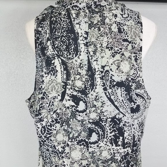 Banana Republic Women's Silk Ruffle Neck Camo Blouse Tank Top Shell - Picture 6 of 8